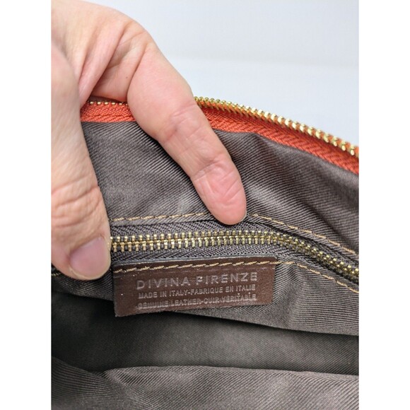 Divina Firenze Lilla Snake Skin Leather Papaya Convertible Handbag - Picture 8 of 8